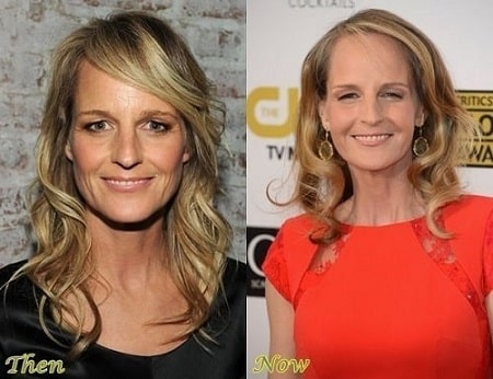A before and after picture of Helen Hunt showing changes throughout these years.